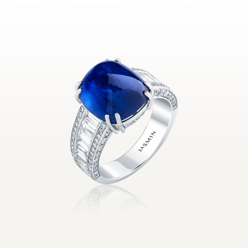 Sugar-loaf Blue Sapphire Ring