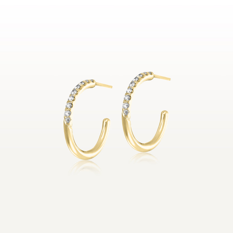 Big Yellow Gold Diamond Hoop Earrings